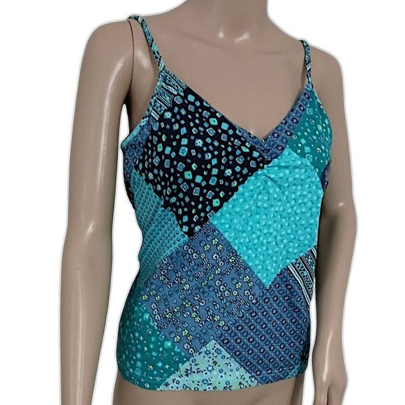 Y2K Patchwork Print FITTED Tank Top M NEW Vtg 90s Bra Cami Fairy Bohemian Hippie - Picture 4 of 16